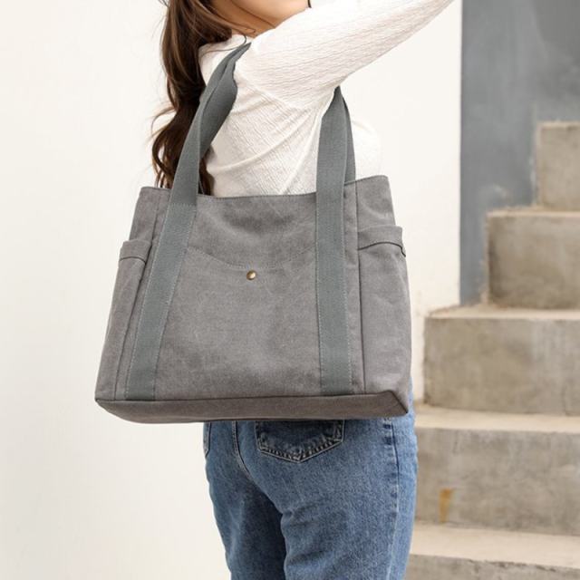 Canvas Multi Pocket Large Tote Bag