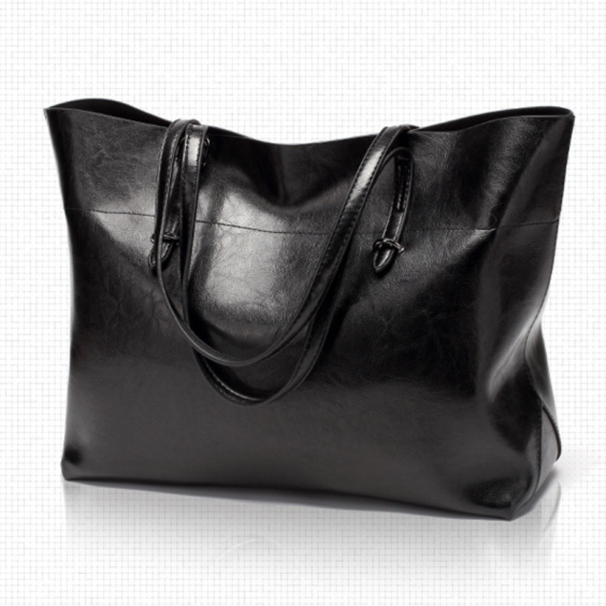 Simple Elegant Large Capacity PU Leather Tote Handbag