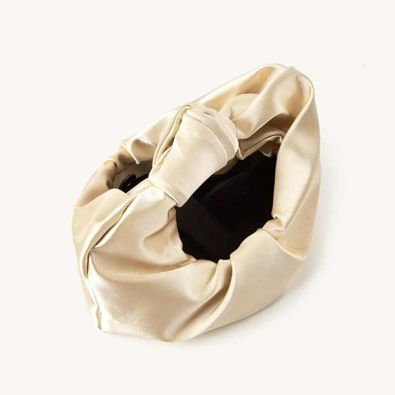 Veloura Pleated Satin Cloud Handbag