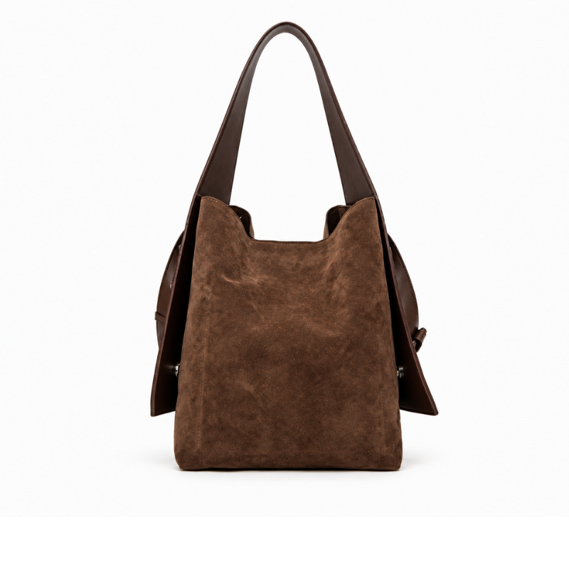 Mocha Suede Everyday Bucket Bag