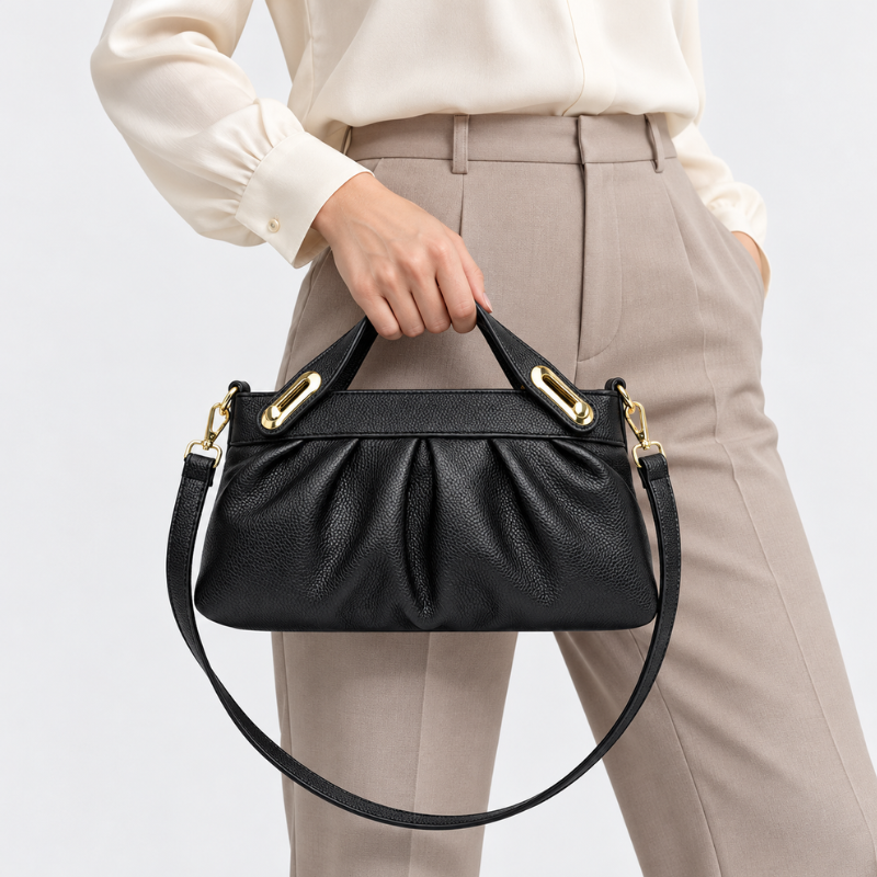 Pleated Luxe Handle Handbag