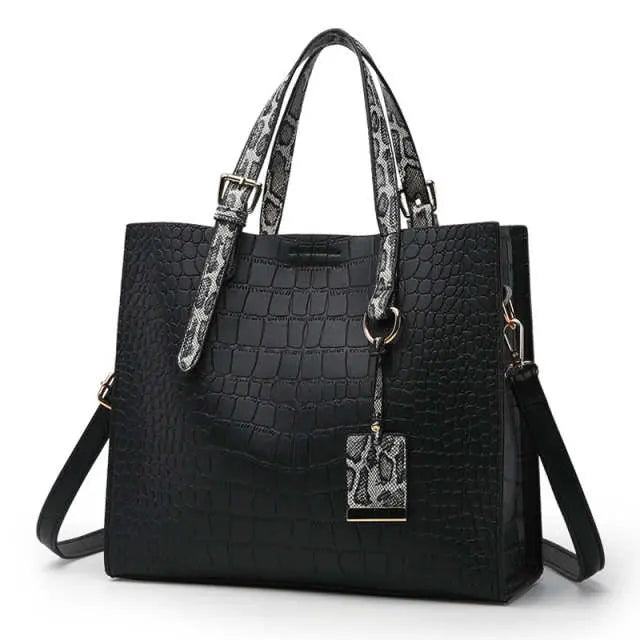 Crocodile Pattern Shoulder Handbag with Pendant