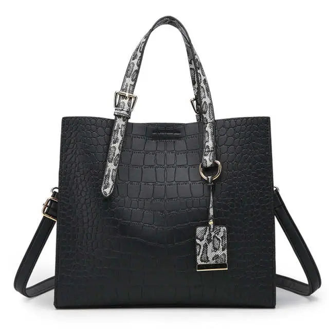 Crocodile Pattern Shoulder Handbag with Pendant