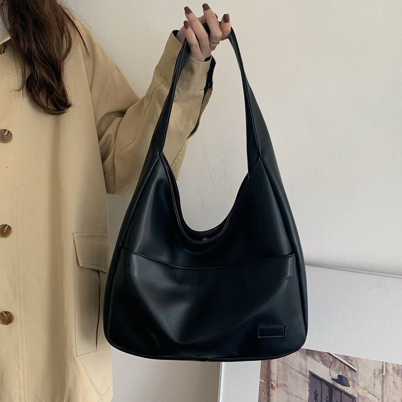 Retro Casual PU Leather Large Capacity Commuter Shoulder Bag