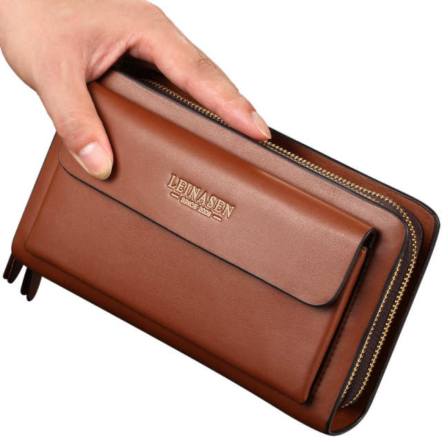 Soft Leather Long Zipper Business Wallet