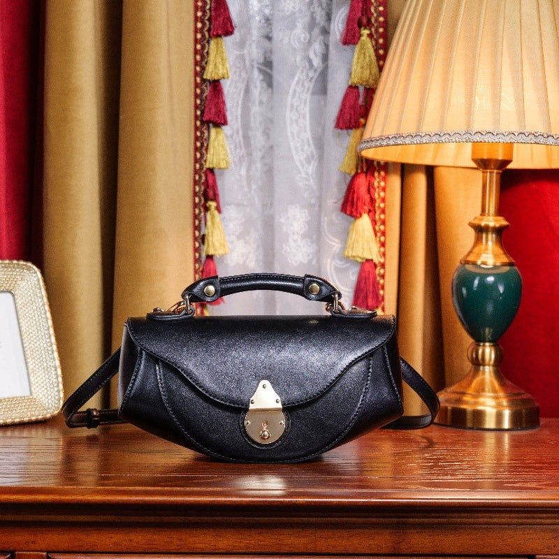 Women's Unique Artistic Curved Leather Handbag