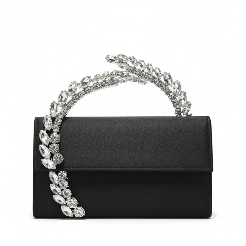 Crown Style Premium Party Handbag with Crystal Embellished Handle