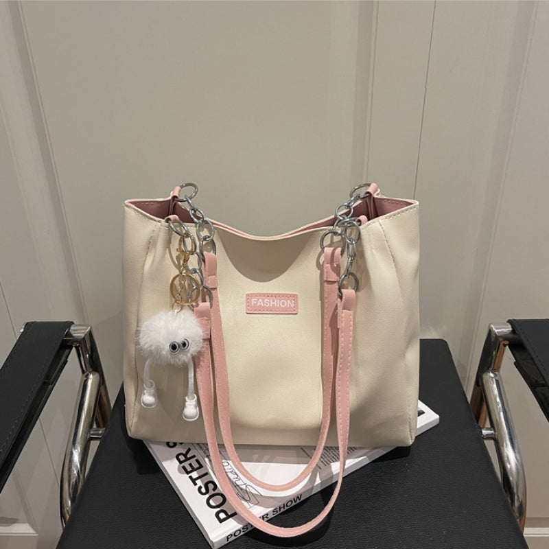 Women's Sleek Shoulder Bag with Chain Accents