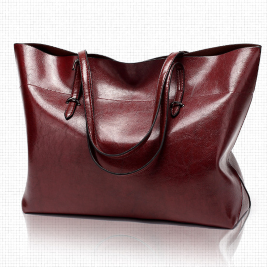 Simple Elegant Large Capacity PU Leather Tote Handbag