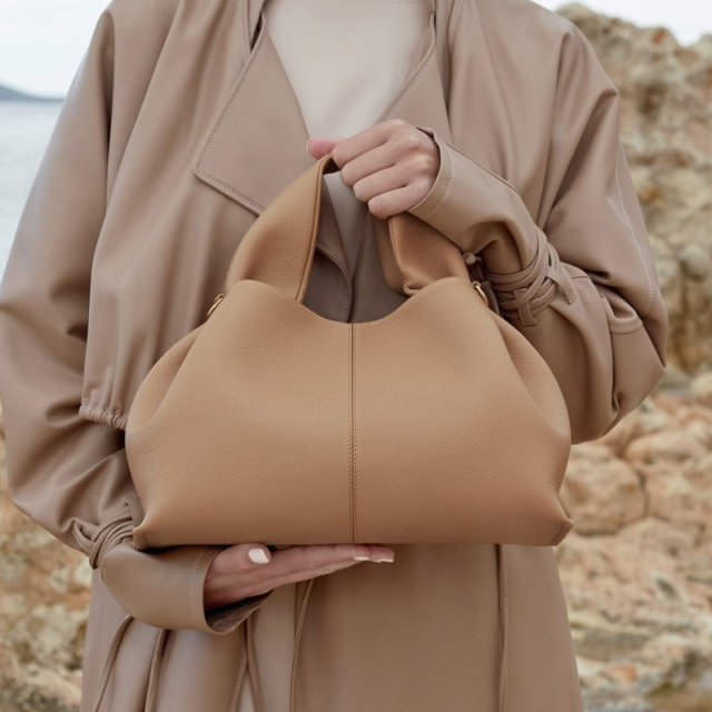 French Style PU Leather Dumpling Messenger Bag