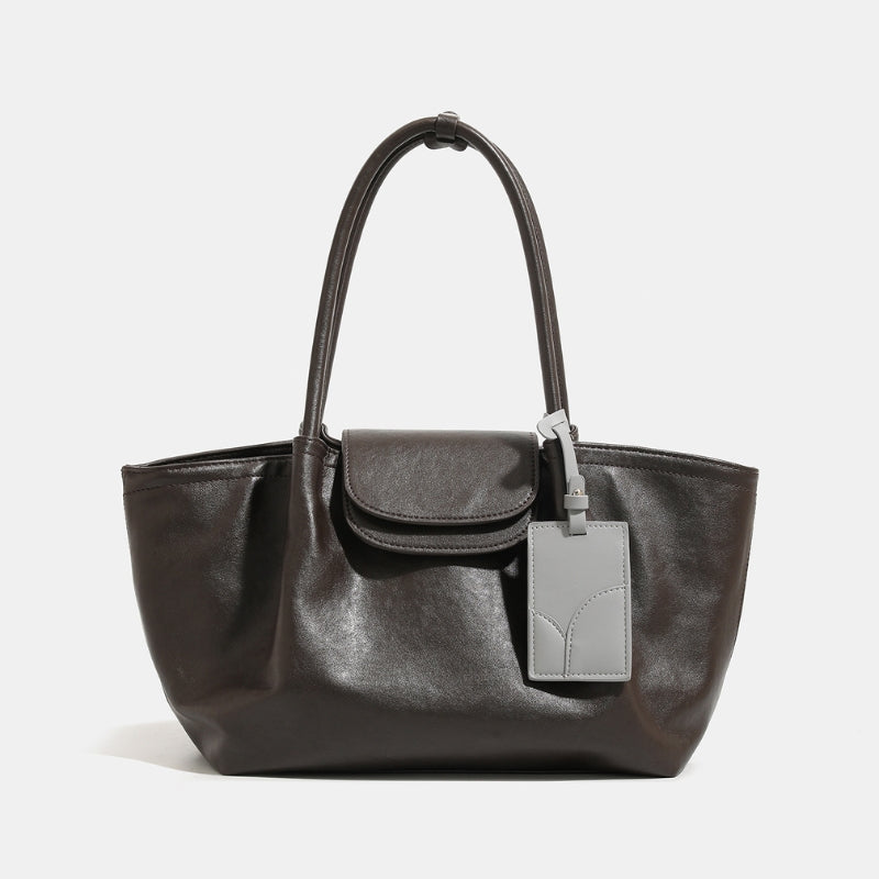 Women's Textured Leather Shoulder Bag with ID Tag