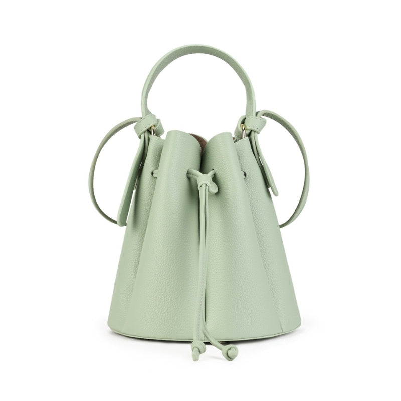 Women's Sculpted Pebbled Leather Look Bucket Bag