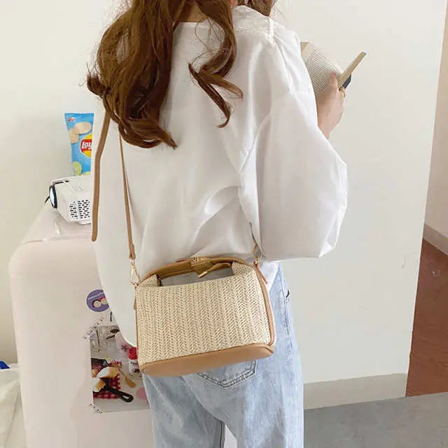 Straw Woven Summer Mini Shoulder Messenger Bag