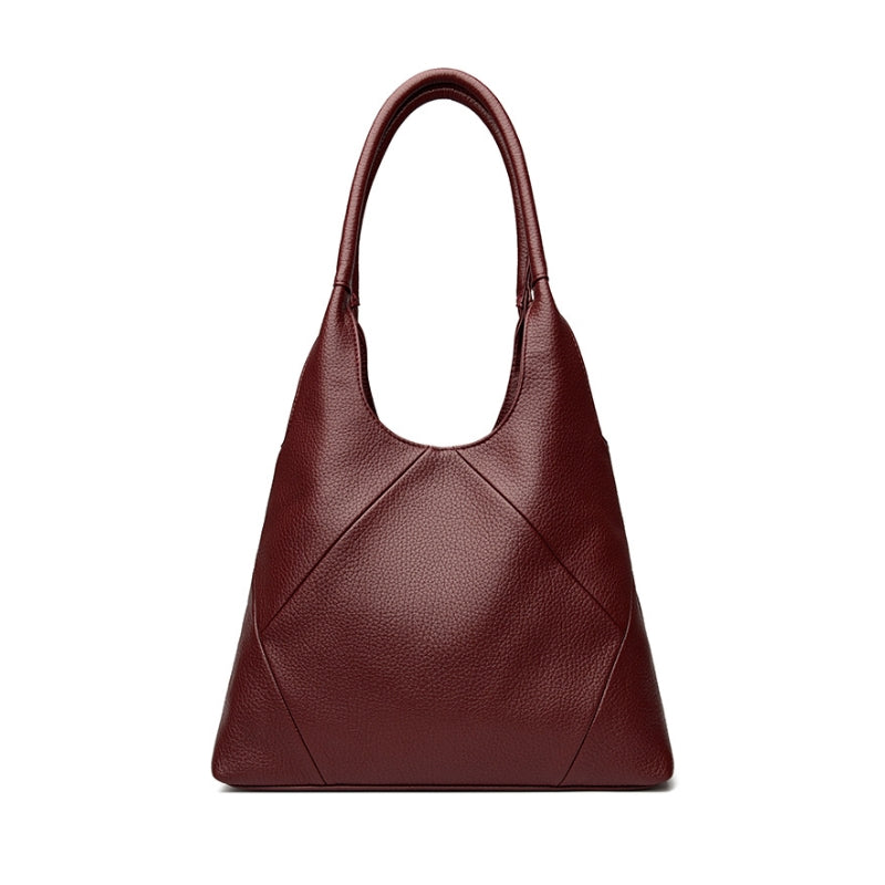 Women's Sculpted Leather Geometric Shoulder Bag