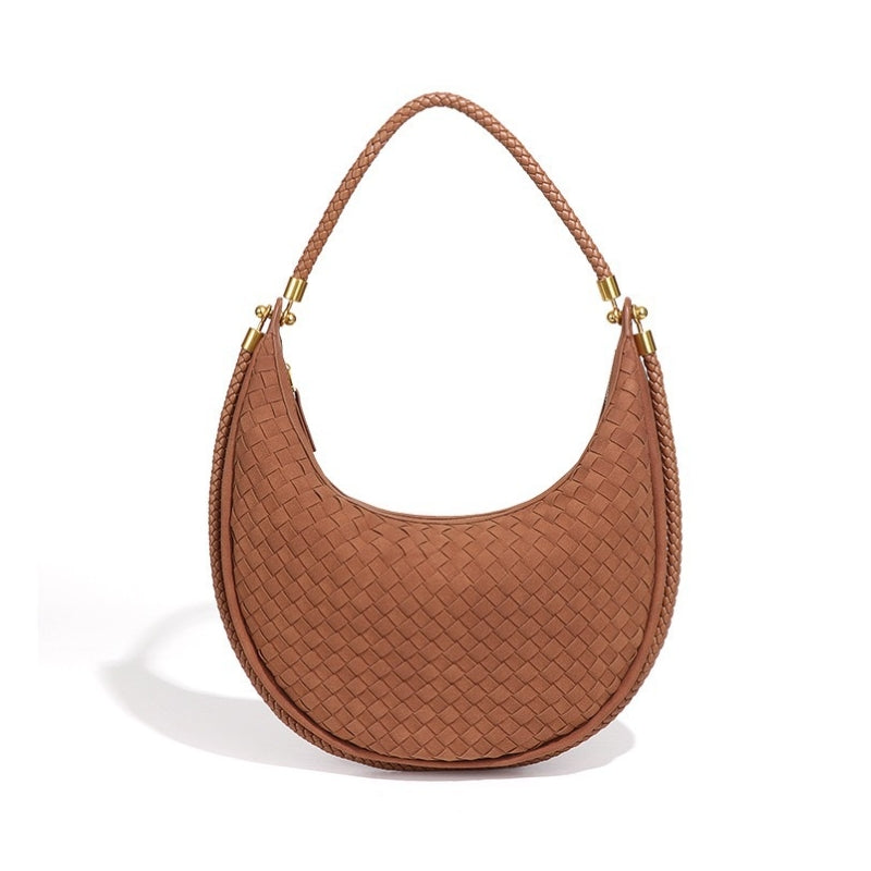 Women's Intricate Woven Crescent Shoulder Bag