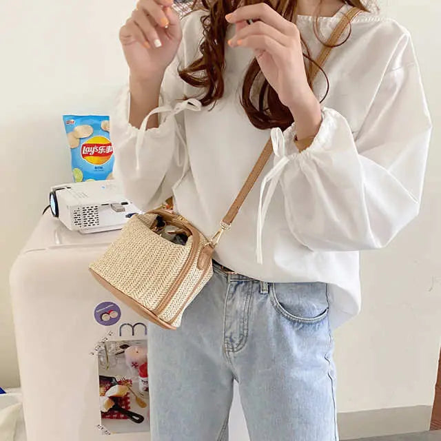 Straw Woven Summer Mini Shoulder Messenger Bag