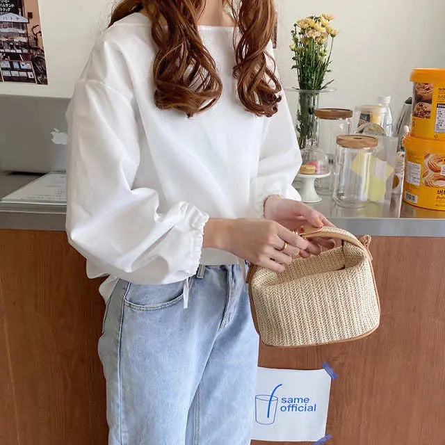 Straw Woven Summer Mini Shoulder Messenger Bag