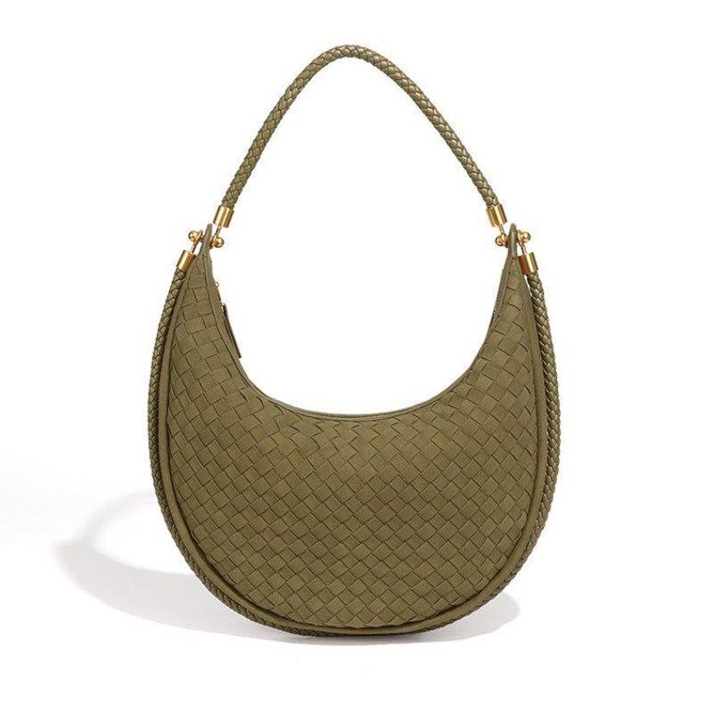 Women's Intricate Woven Crescent Shoulder Bag