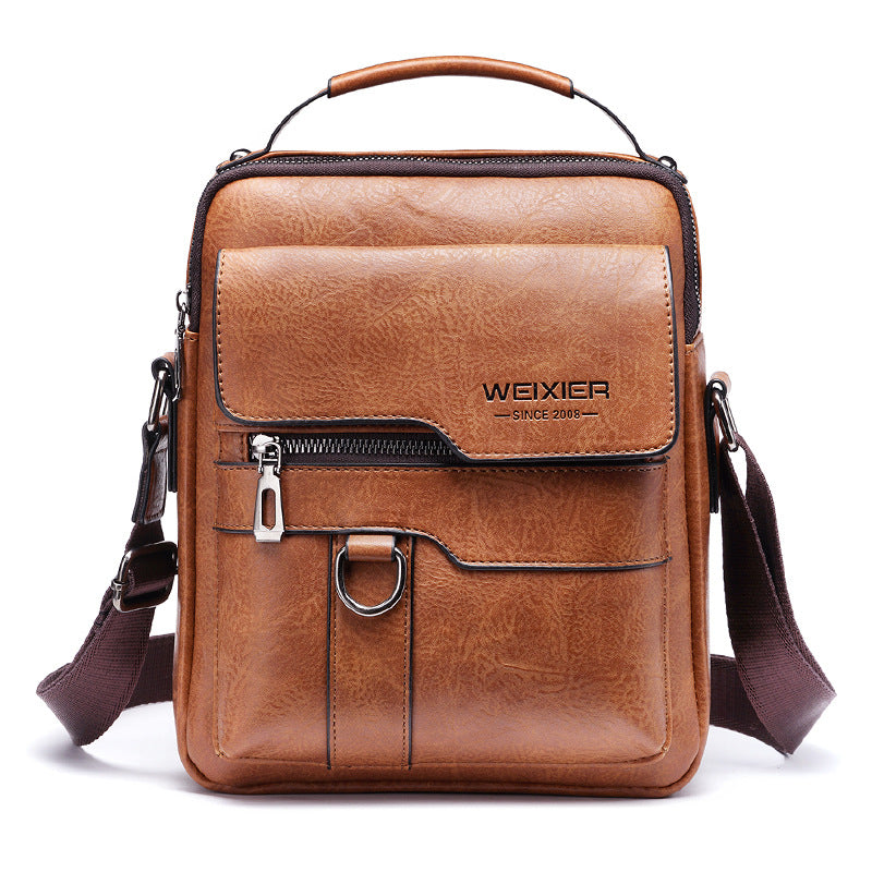 PU Leather Men's Retro Vertical Business Crossbody