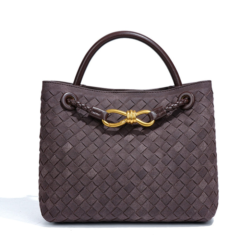 Retro Suede Woven Handbag