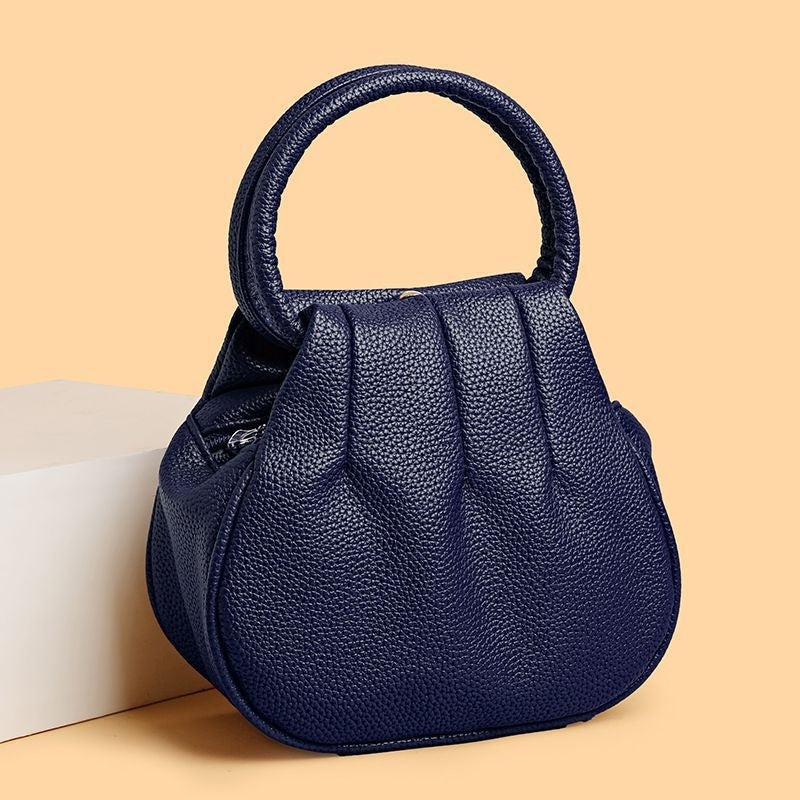 Sophisticated Ruched Handbag with Circular Top Handle