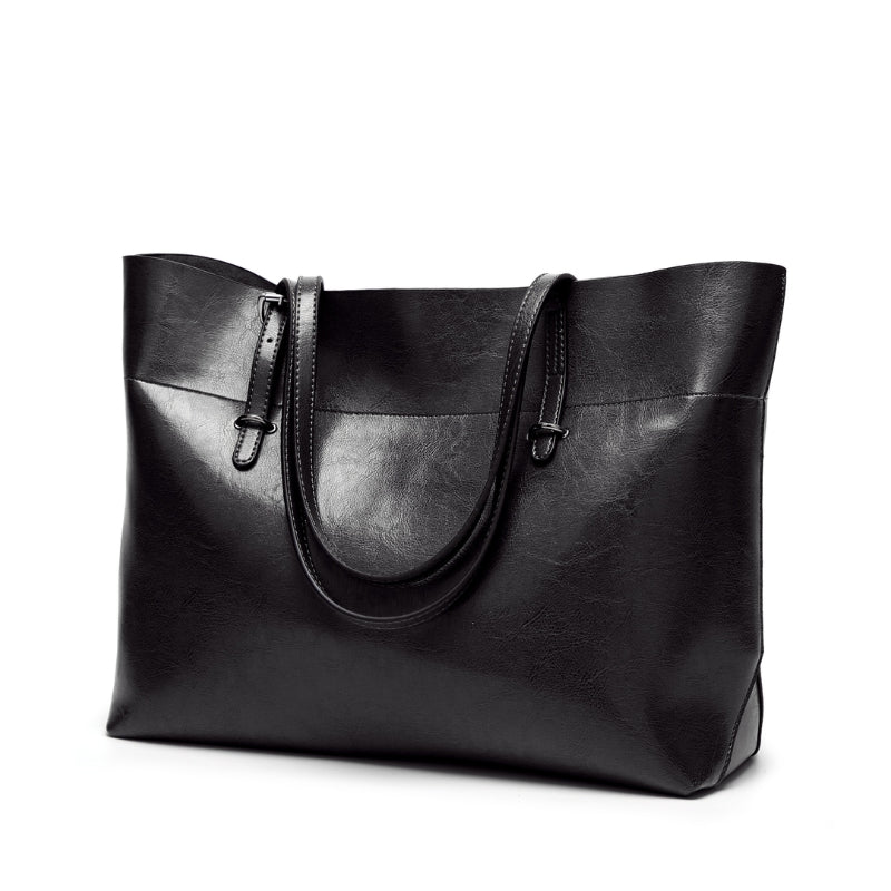 Women's Sophisticated Glossy Leather Look Tote Bag
