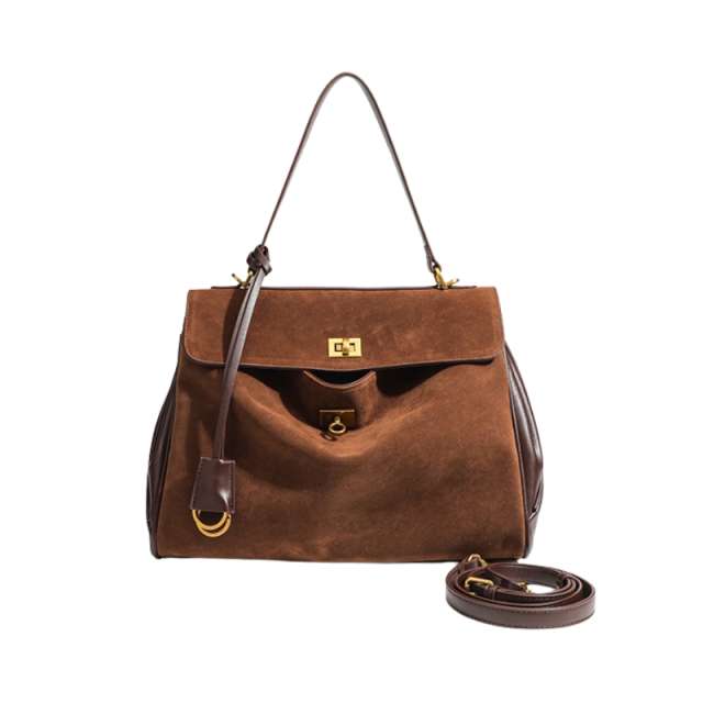 Nubiera Elite Lock Nubuck Leather Shoulder Bag