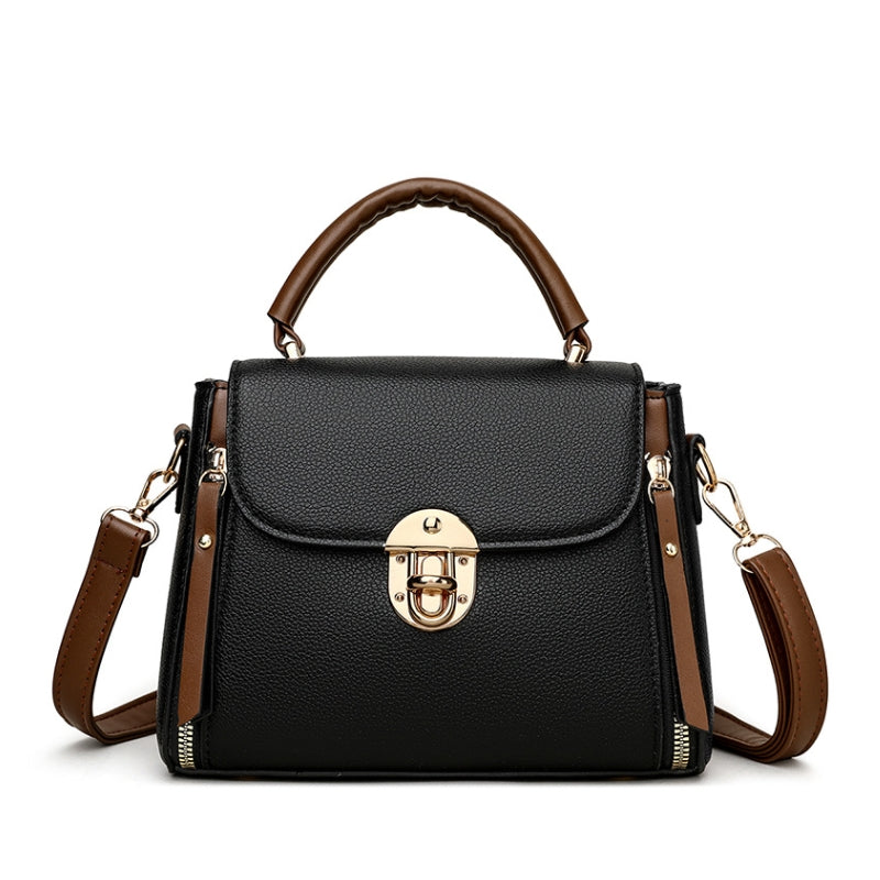 Classic Lock Front Women Handbag with Top Handle