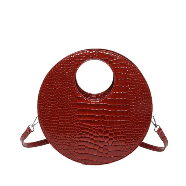 Circular Croc Embossed Handbag