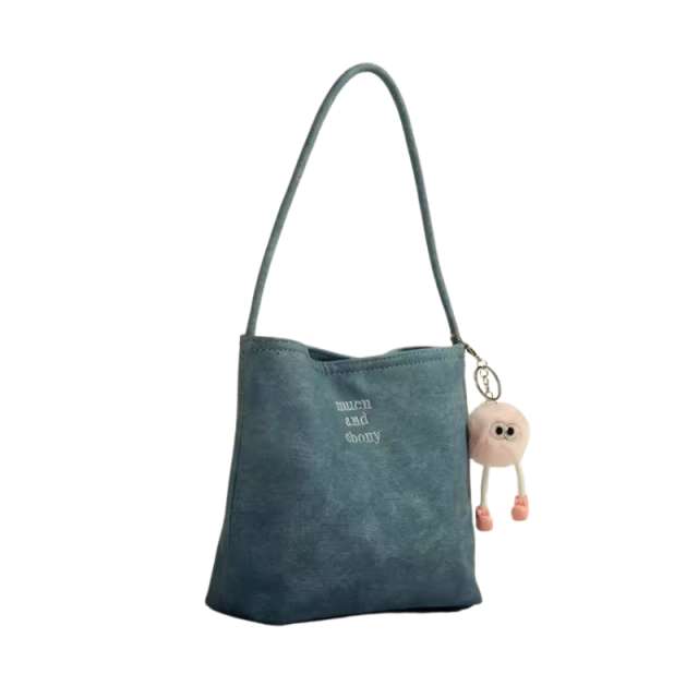 Premium Texture Denim Bucket Shoulder Bag