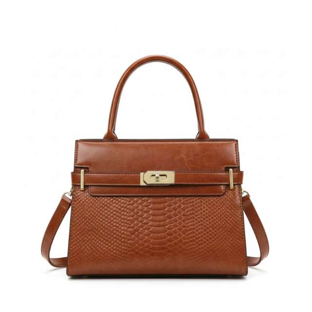 Vintage Structured Embossed Top Handle Handbag