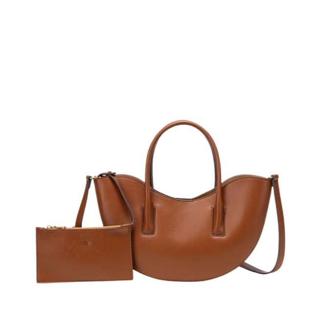 Sculptural Crescent Handbag with Accessory Pouch