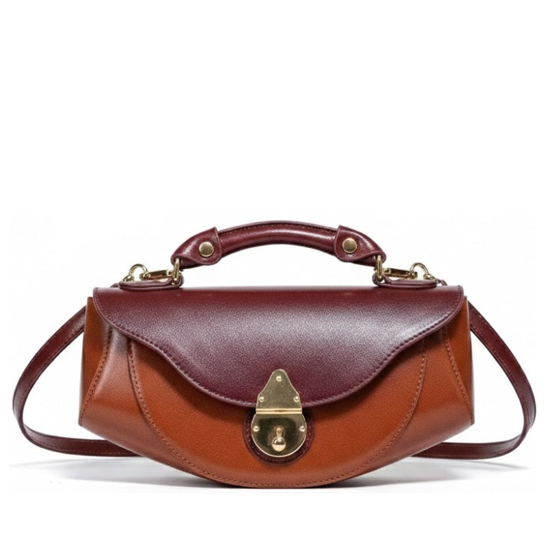 Women's Unique Artistic Curved Leather Handbag