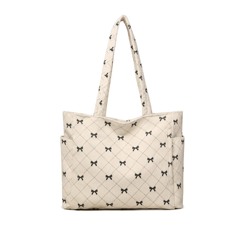 Quilted Bow Pattern Tote Bag