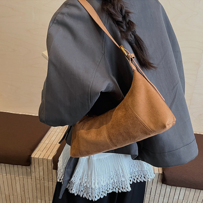 Chic Suede Dumpling Shoulder Bag