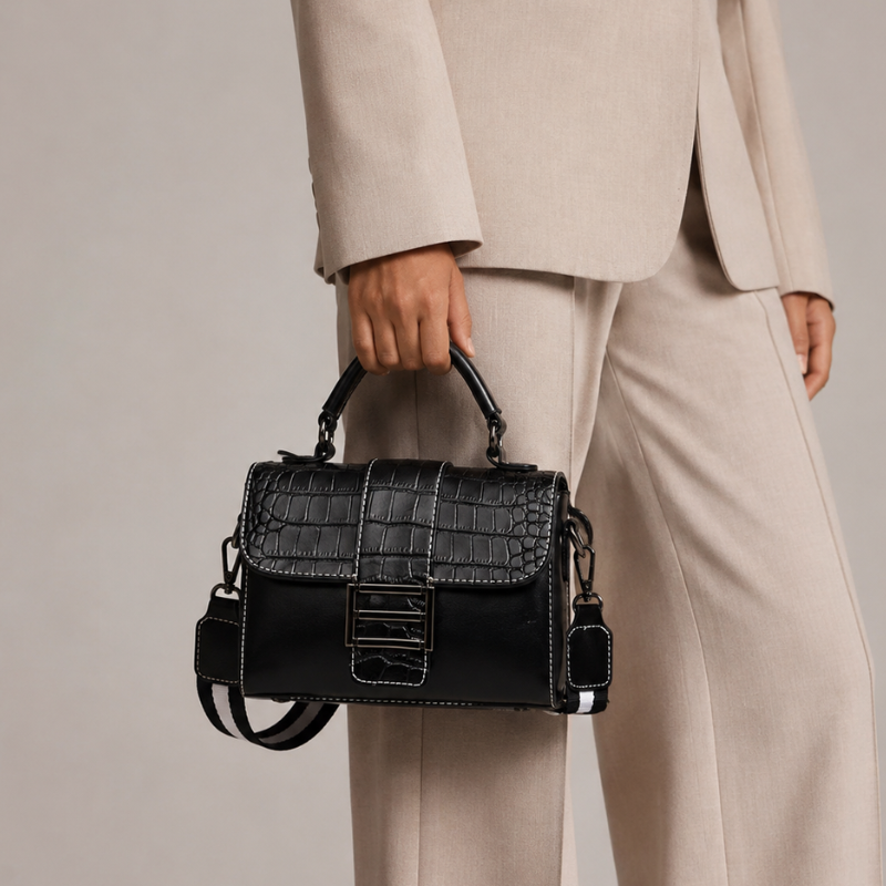 Crocodile Luxe Double Strap Handbag