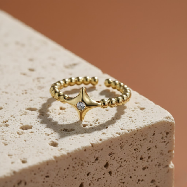 Zircon Star Open Ring