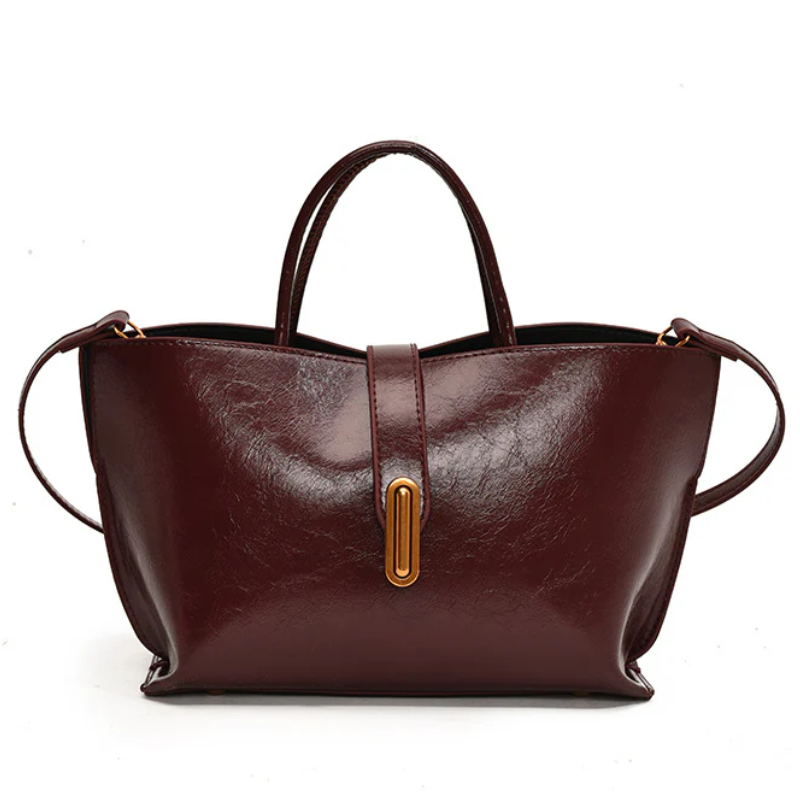 Women's Sleek Glossy Vegan Leather Handbag