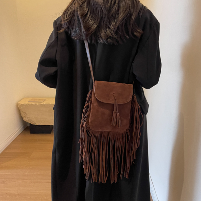 Suede Fringe Women’s Mini Crossbody Bag