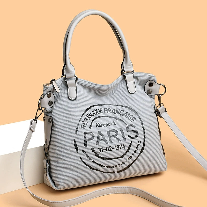 Printed Corduroy Retro Handbag