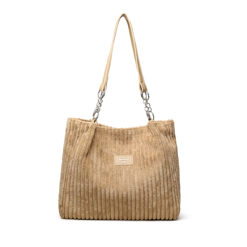 Large Capacity Corduroy Chain Armpit Tote Bag