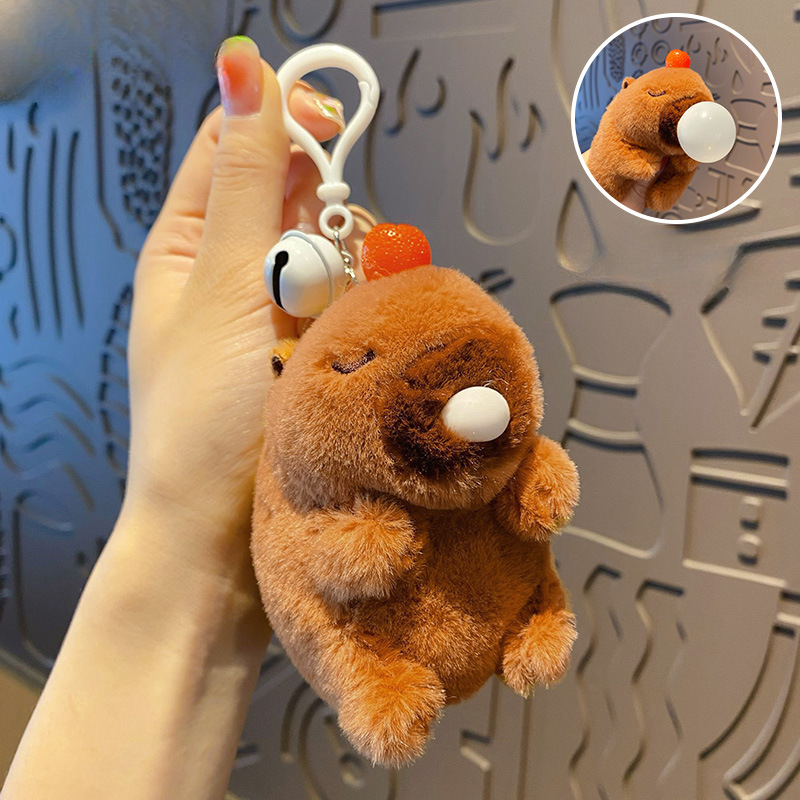 Blushy Capybara Plush Bubble Bag Charm