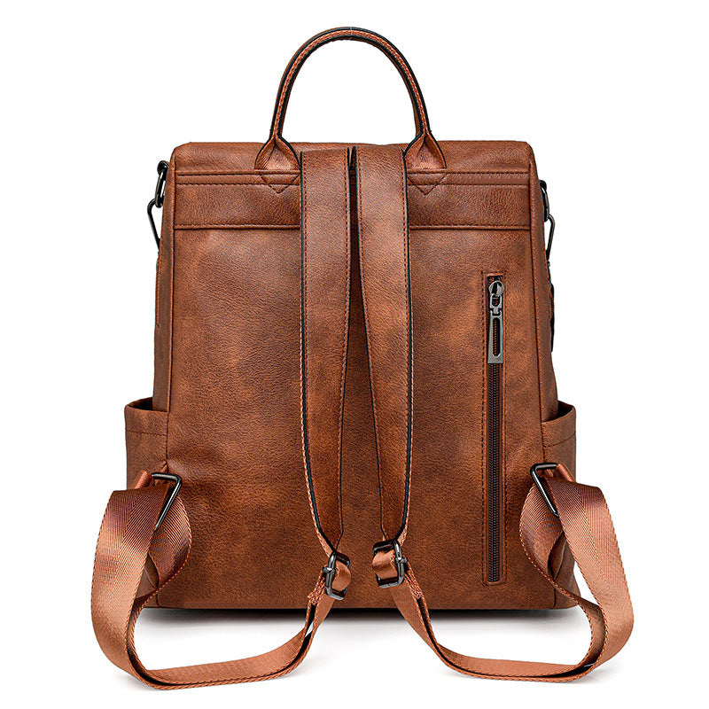 Retro Fashion Large Capacity PU Leather Women's Backpack