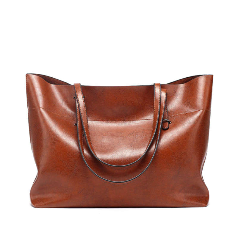 Simple Elegant Large Capacity PU Leather Tote Handbag