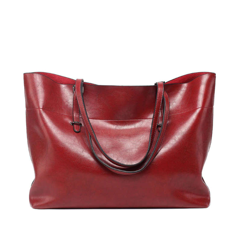 Simple Elegant Large Capacity PU Leather Tote Handbag