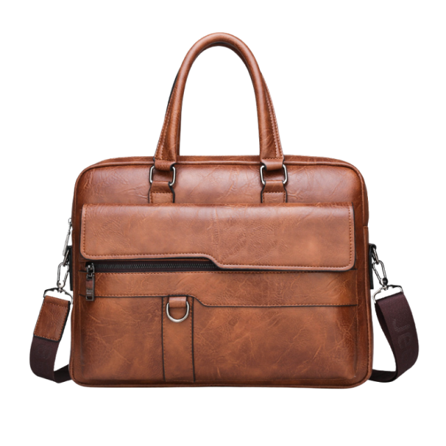 Retro men's faux leather laptop briefcase featuring vintage design