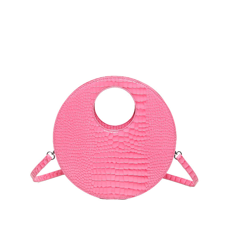 Circular Croc Embossed Handbag