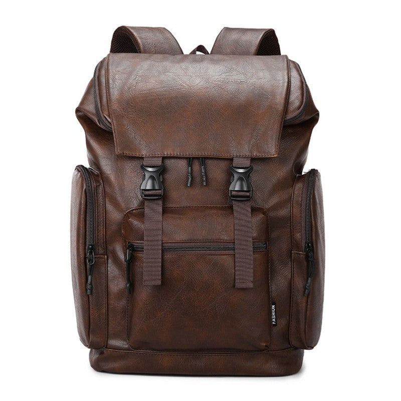 Men’s Retro Leather Large Capacity Backpack