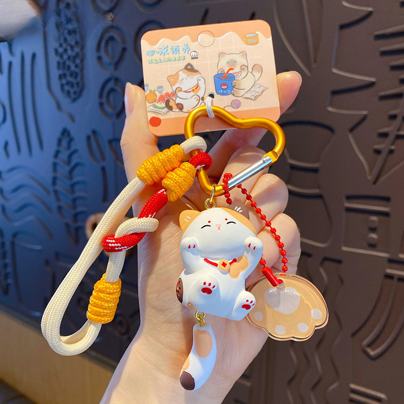 Lucky Cat Resin Keychain