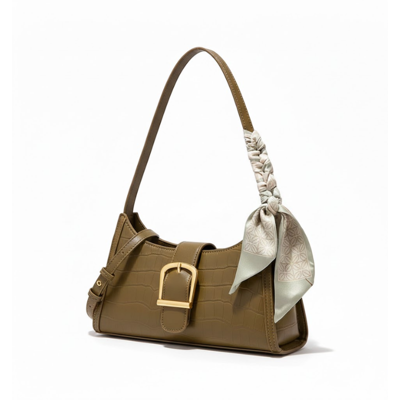 Vintage Buckle Baguette Shoulder Bag